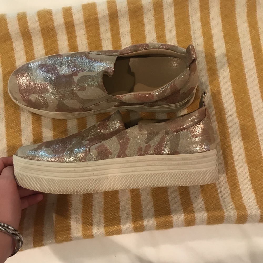rose gold camo platform sneakers